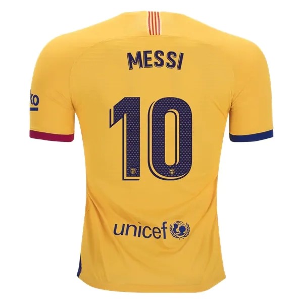 Maillot Football Barcelone NO.10 Messi Exterieur 2019-20 Jaune
